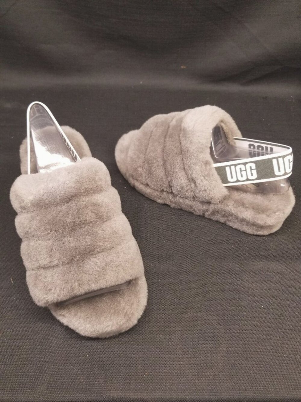 UGG Women's Fluff Yeah Slippers Slides Soft Charcoal Size 7 NEW IN BOX!